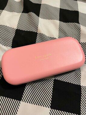 Kate Spade New York Hard Shell Glasses Case Pink and Green Gold Hardware 6"